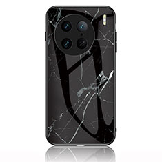Silicone Frame Fashionable Pattern Mirror Case Cover for Vivo X90 5G Black