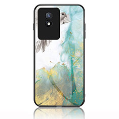 Silicone Frame Fashionable Pattern Mirror Case Cover for Vivo Y11 (2023) Green