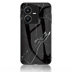 Silicone Frame Fashionable Pattern Mirror Case Cover for Vivo Y22 Black