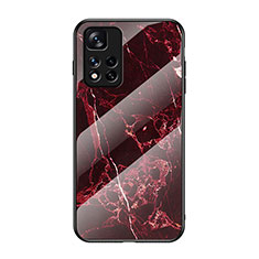 Silicone Frame Fashionable Pattern Mirror Case Cover for Xiaomi Redmi Note 11 Pro+ Plus 5G Red
