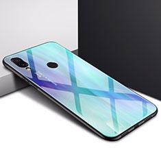 Silicone Frame Fashionable Pattern Mirror Case Cover for Xiaomi Redmi Note 7 Pro Sky Blue