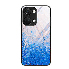 Silicone Frame Fashionable Pattern Mirror Case Cover JM1 for OnePlus Ace 2V 5G Sky Blue