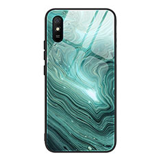 Silicone Frame Fashionable Pattern Mirror Case Cover JM1 for Xiaomi Redmi 9i Cyan