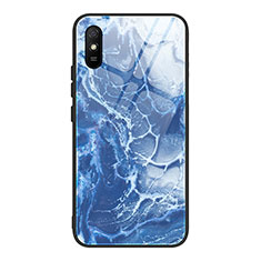 Silicone Frame Fashionable Pattern Mirror Case Cover JM1 for Xiaomi Redmi 9i Navy Blue
