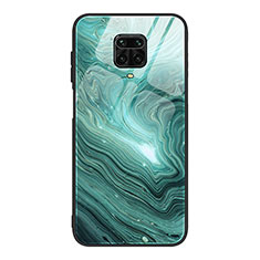 Silicone Frame Fashionable Pattern Mirror Case Cover JM1 for Xiaomi Redmi Note 9 Pro Cyan