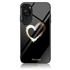 Silicone Frame Fashionable Pattern Mirror Case Cover JM2 for Huawei P60 Art Black