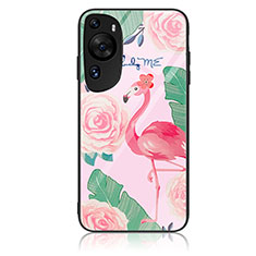 Silicone Frame Fashionable Pattern Mirror Case Cover JM2 for Huawei P60 Art Hot Pink