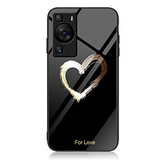 Silicone Frame Fashionable Pattern Mirror Case Cover JM2 for Huawei P60 Black
