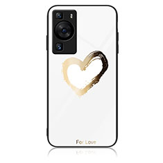Silicone Frame Fashionable Pattern Mirror Case Cover JM2 for Huawei P60 Gold