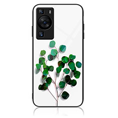 Silicone Frame Fashionable Pattern Mirror Case Cover JM2 for Huawei P60 Green