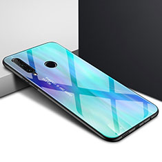 Silicone Frame Fashionable Pattern Mirror Case Cover K01 for Huawei P Smart+ Plus (2019) Cyan