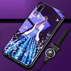 Silicone Frame Fashionable Pattern Mirror Case Cover K01 for Huawei P20 Blue