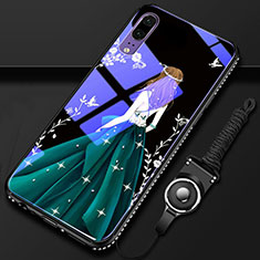 Silicone Frame Fashionable Pattern Mirror Case Cover K01 for Huawei P20 Green