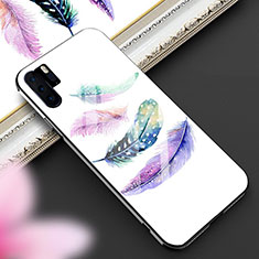 Silicone Frame Fashionable Pattern Mirror Case Cover K01 for Huawei P30 Pro New Edition White