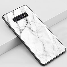 Silicone Frame Fashionable Pattern Mirror Case Cover K02 for Samsung Galaxy S10 White