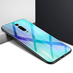 Silicone Frame Fashionable Pattern Mirror Case Cover K04 for Xiaomi Mi 9T Cyan