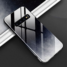 Silicone Frame Fashionable Pattern Mirror Case Cover K06 for Samsung Galaxy S10 5G Black