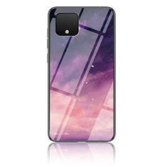 Silicone Frame Fashionable Pattern Mirror Case Cover LS1 for Google Pixel 4 XL Purple
