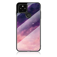 Silicone Frame Fashionable Pattern Mirror Case Cover LS1 for Google Pixel 5 Purple