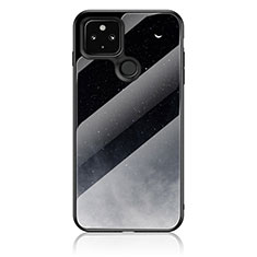 Silicone Frame Fashionable Pattern Mirror Case Cover LS1 for Google Pixel 5 XL 5G Gray