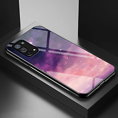 Silicone Frame Fashionable Pattern Mirror Case Cover LS1 for Oppo A74 4G Purple