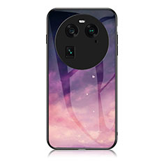 Silicone Frame Fashionable Pattern Mirror Case Cover LS1 for Oppo Find X6 Pro 5G Purple
