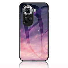 Silicone Frame Fashionable Pattern Mirror Case Cover LS1 for Oppo Reno11 5G Purple