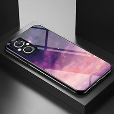 Silicone Frame Fashionable Pattern Mirror Case Cover LS1 for Oppo Reno8 Lite 5G Purple