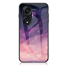 Silicone Frame Fashionable Pattern Mirror Case Cover LS1 for Oppo Reno8 T 4G Purple