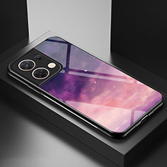 Silicone Frame Fashionable Pattern Mirror Case Cover LS1 for Oppo Reno9 5G Purple