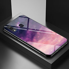 Silicone Frame Fashionable Pattern Mirror Case Cover LS1 for Samsung Galaxy A30 Purple