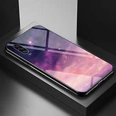 Silicone Frame Fashionable Pattern Mirror Case Cover LS1 for Samsung Galaxy A90 5G Purple