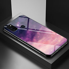 Silicone Frame Fashionable Pattern Mirror Case Cover LS1 for Samsung Galaxy M30s Purple