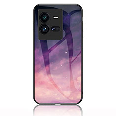 Silicone Frame Fashionable Pattern Mirror Case Cover LS1 for Vivo iQOO 10 Pro 5G Purple