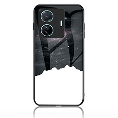 Silicone Frame Fashionable Pattern Mirror Case Cover LS1 for Vivo T1 5G Black