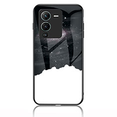 Silicone Frame Fashionable Pattern Mirror Case Cover LS1 for Vivo V25 Pro 5G Black