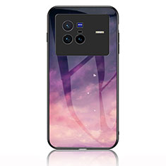 Silicone Frame Fashionable Pattern Mirror Case Cover LS1 for Vivo X80 5G Purple