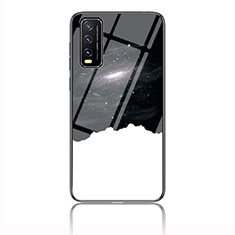 Silicone Frame Fashionable Pattern Mirror Case Cover LS1 for Vivo Y11s Black
