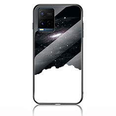 Silicone Frame Fashionable Pattern Mirror Case Cover LS1 for Vivo Y21 Black
