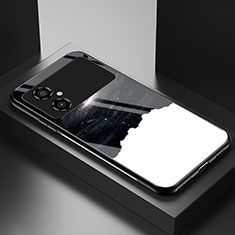 Silicone Frame Fashionable Pattern Mirror Case Cover LS1 for Xiaomi Poco M4 5G Black