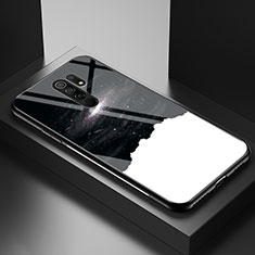 Silicone Frame Fashionable Pattern Mirror Case Cover LS1 for Xiaomi Redmi 9 Prime India Black