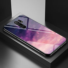 Silicone Frame Fashionable Pattern Mirror Case Cover LS1 for Xiaomi Redmi 9 Purple