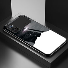 Silicone Frame Fashionable Pattern Mirror Case Cover LS1 for Xiaomi Redmi Note 11E Pro 5G Black