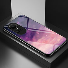 Silicone Frame Fashionable Pattern Mirror Case Cover LS2 for Oppo Reno10 5G Purple
