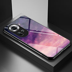 Silicone Frame Fashionable Pattern Mirror Case Cover LS2 for Oppo Reno11 5G Purple