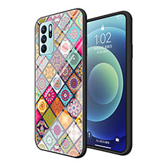 Silicone Frame Fashionable Pattern Mirror Case Cover LS2 for Oppo Reno6 Z 5G Colorful