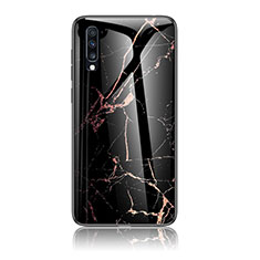 Silicone Frame Fashionable Pattern Mirror Case Cover LS2 for Samsung Galaxy A70S Gold and Black