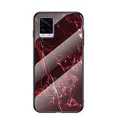 Silicone Frame Fashionable Pattern Mirror Case Cover LS2 for Vivo V20 Red