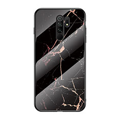 Silicone Frame Fashionable Pattern Mirror Case Cover LS2 for Xiaomi Redmi 9 Prime India Gold and Black
