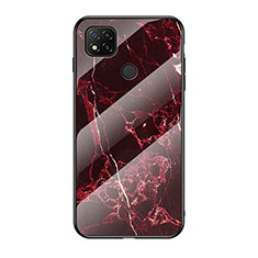 Silicone Frame Fashionable Pattern Mirror Case Cover LS2 for Xiaomi Redmi 9C NFC Red